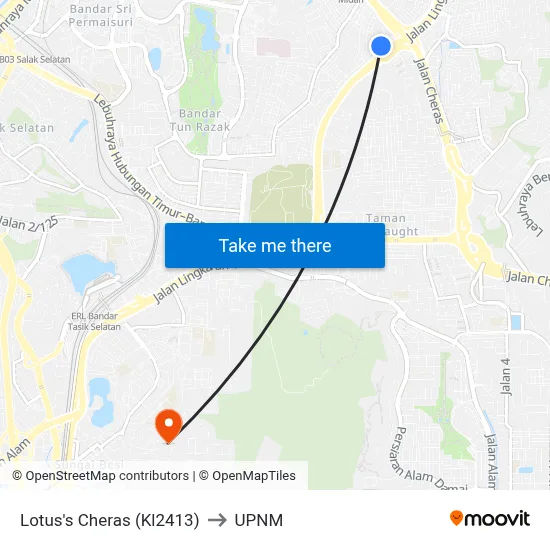 Lotus's Cheras (Kl2413) to UPNM map