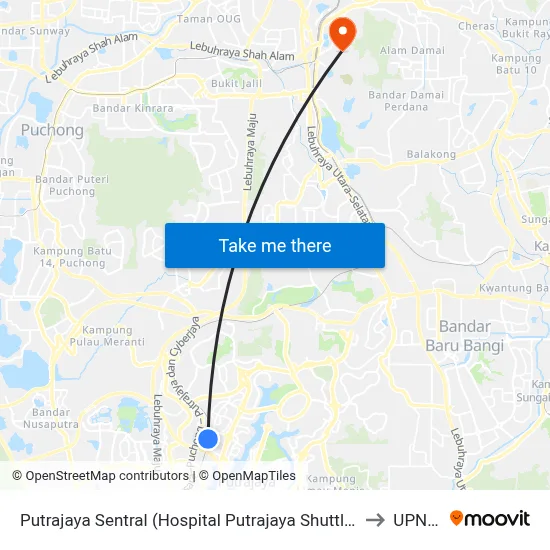 Putrajaya Sentral (Hospital Putrajaya Shuttle) to UPNM map