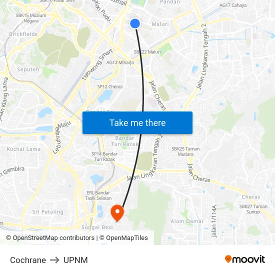 Cochrane to UPNM map