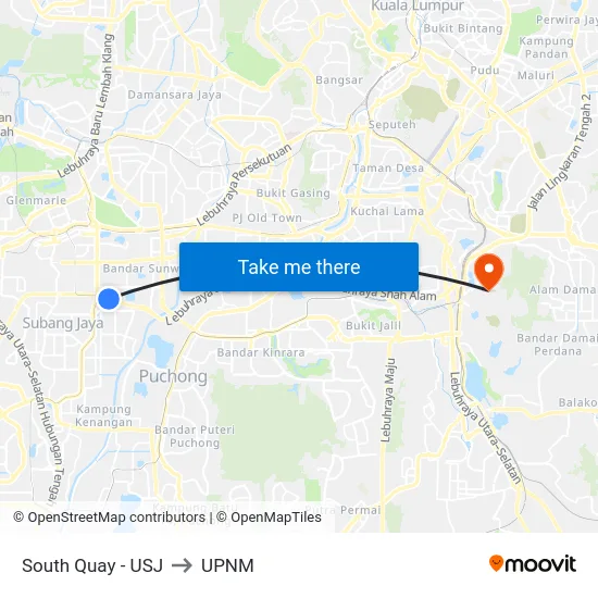 South Quay - USJ to UPNM map