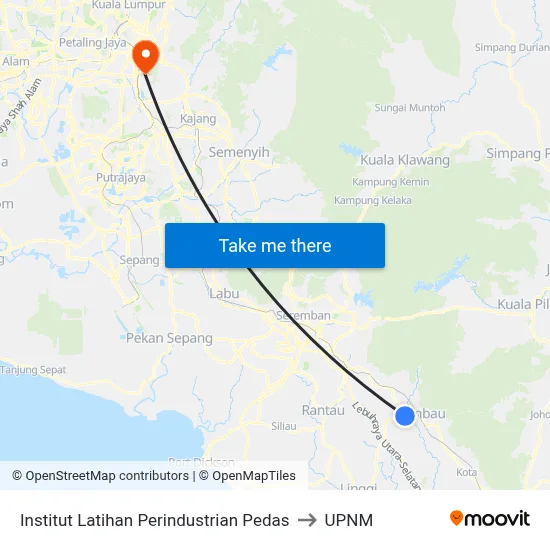 Institut Latihan Perindustrian Pedas to UPNM map