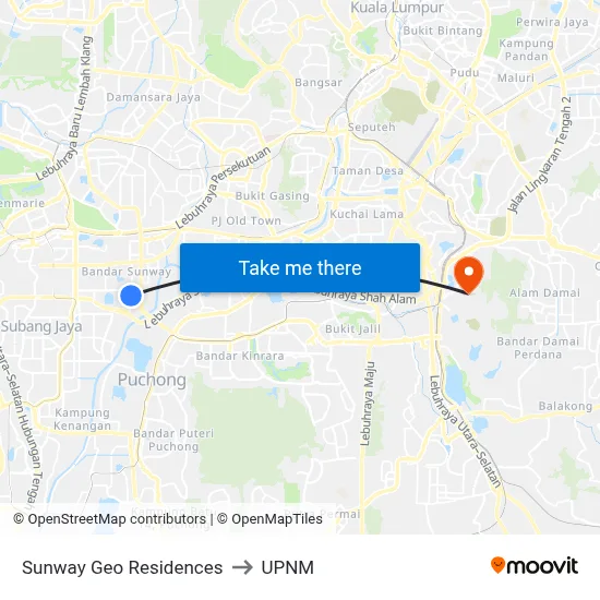 Sunway Geo Residences to UPNM map