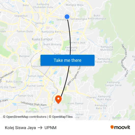 Kolej Siswa Jaya to UPNM map