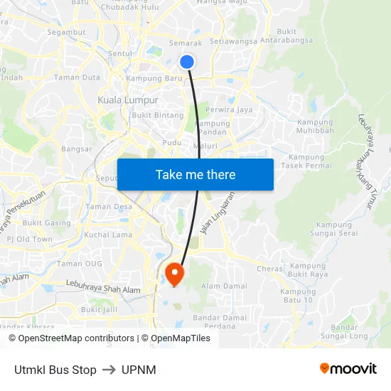 Utmkl Bus Stop to UPNM map