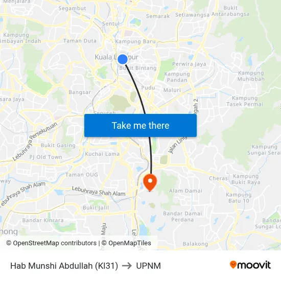 Hab Munshi Abdullah (Kl31) to UPNM map