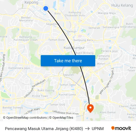 Pencawang Masuk Utama Jinjang (Kl480) to UPNM map