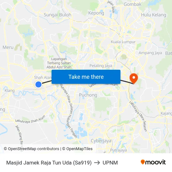 Masjid Jamek Raja Tun Uda (Sa919) to UPNM map