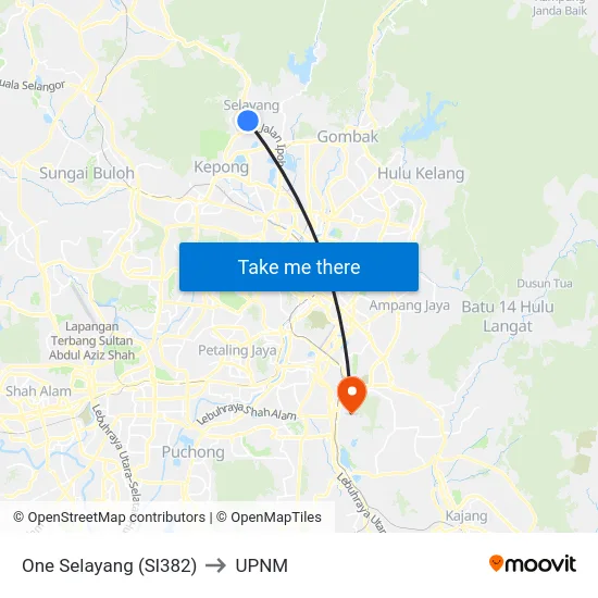 One Selayang (Sl382) to UPNM map