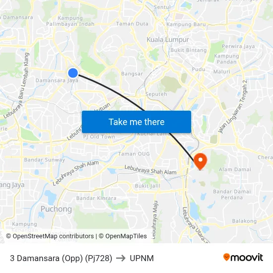 3 Damansara (Opp) (Pj728) to UPNM map