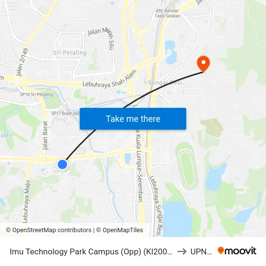 Imu Technology Park Campus (Opp) (Kl2007) to UPNM map