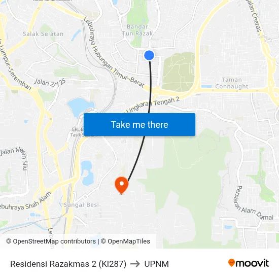 Residensi Razakmas 2 (Kl287) to UPNM map