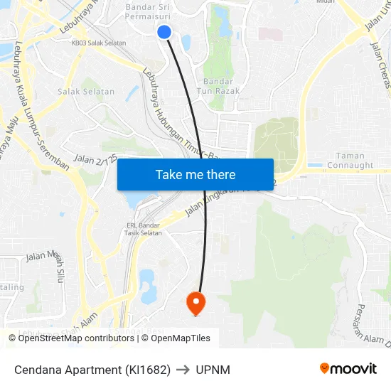 Cendana Apartment (Kl1682) to UPNM map