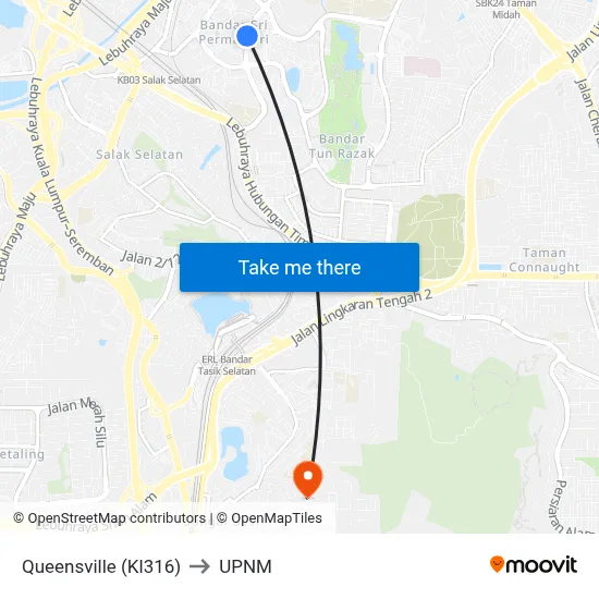 Queensville (Kl316) to UPNM map