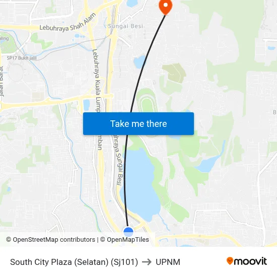 South City Plaza (Selatan) (Sj101) to UPNM map