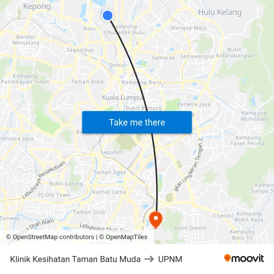 Klinik Kesihatan Taman Batu Muda to UPNM map