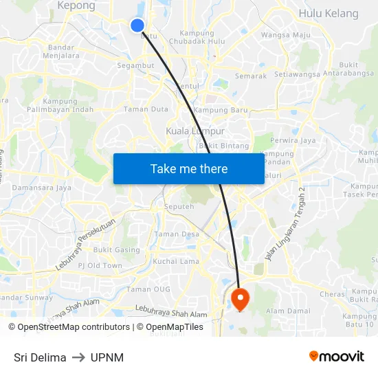 Sri Delima to UPNM map