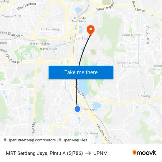 MRT Serdang Jaya, Pintu A (Sj786) to UPNM map