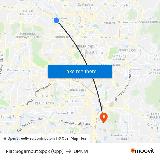 Flat Segambut Sppk (Opp) to UPNM map
