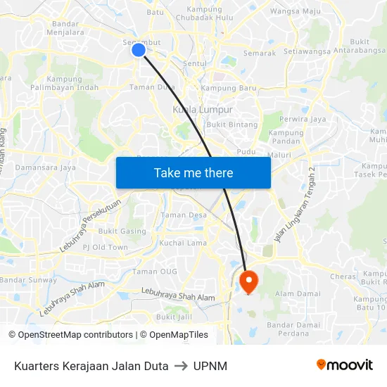 Kuarters Kerajaan Jalan Duta to UPNM map
