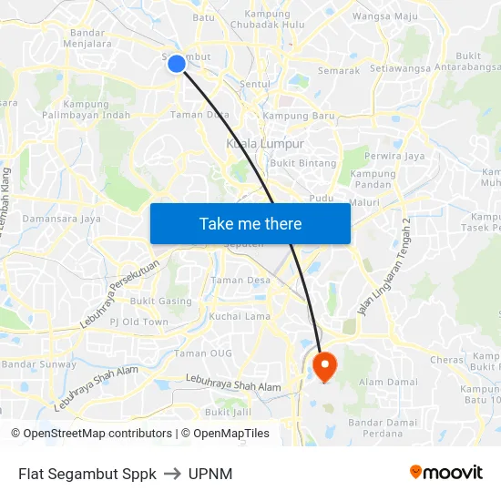 Flat Segambut Sppk to UPNM map