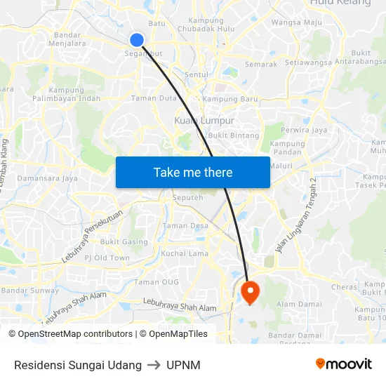 Residensi Sungai Udang to UPNM map