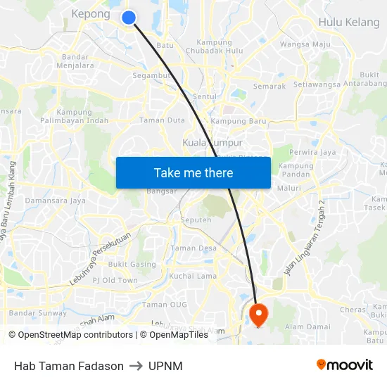 Hab Taman Fadason to UPNM map