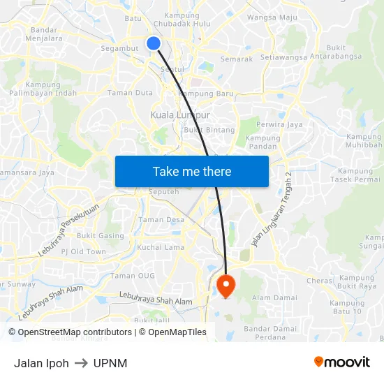 Jalan Ipoh to UPNM map