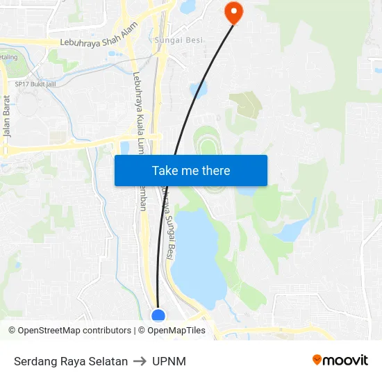 Serdang Raya Selatan to UPNM map