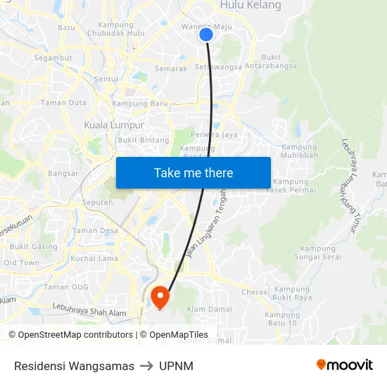 Residensi Wangsamas to UPNM map