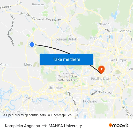 Kompleks Angsana to MAHSA University map