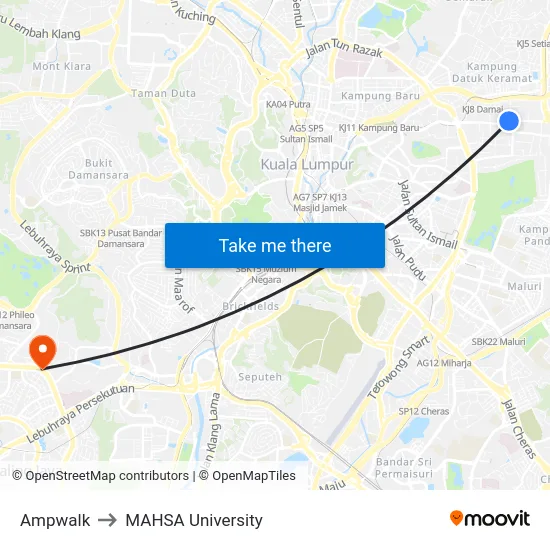 Ampwalk to MAHSA University map
