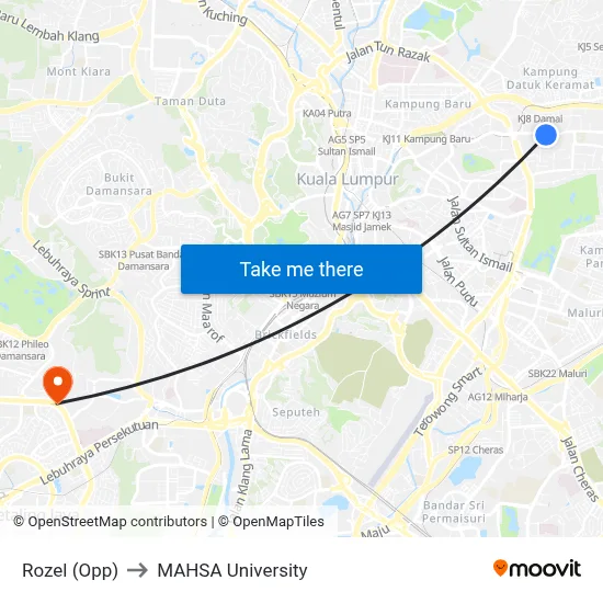 Rozel (Opp) to MAHSA University map