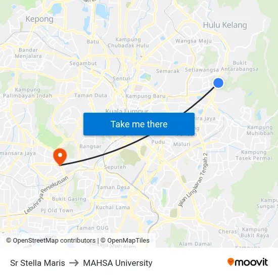 Sr Stella Maris to MAHSA University map