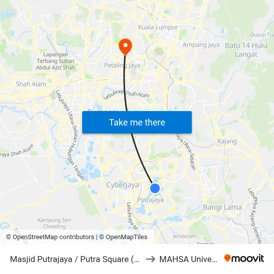 Masjid Putrajaya / Putra Square (Ppj48) to MAHSA University map