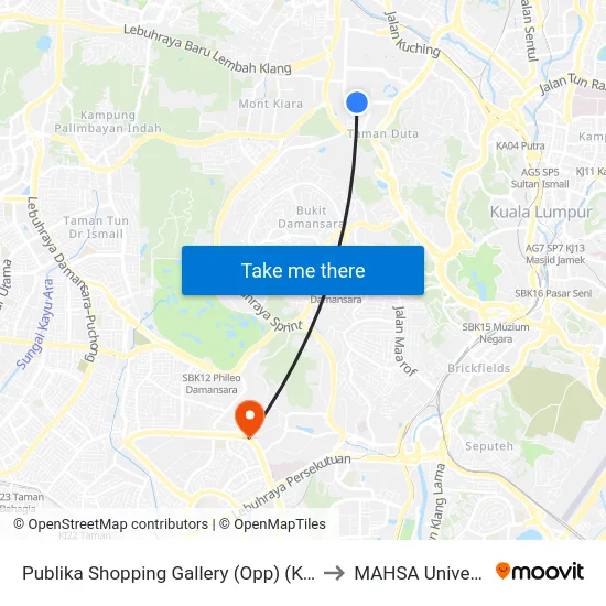 Publika Shopping Gallery (Opp) (Kl1016) to MAHSA University map