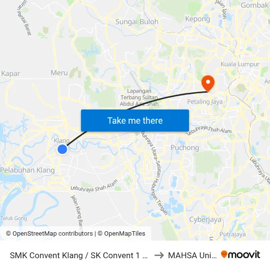 SMK Convent Klang / SK Convent 1 & 2 Klang (Bd53) to MAHSA University map