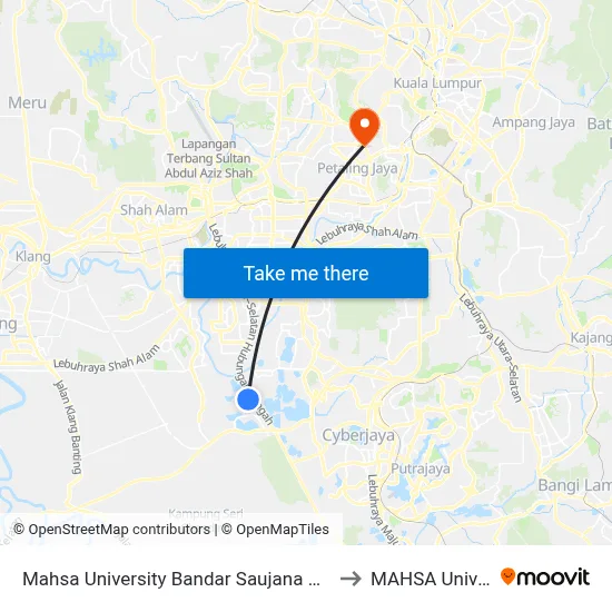 Mahsa University Bandar Saujana Putra (Lg24) to MAHSA University map