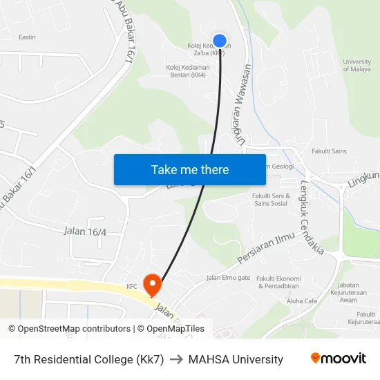 7th Residential College (Kk7) to MAHSA University map