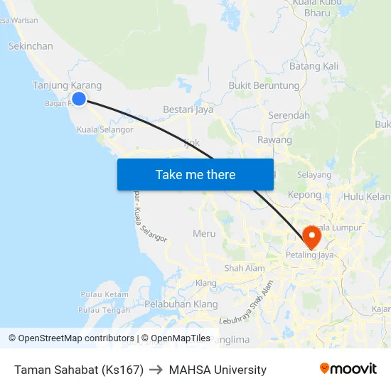 Taman Sahabat (Ks167) to MAHSA University map