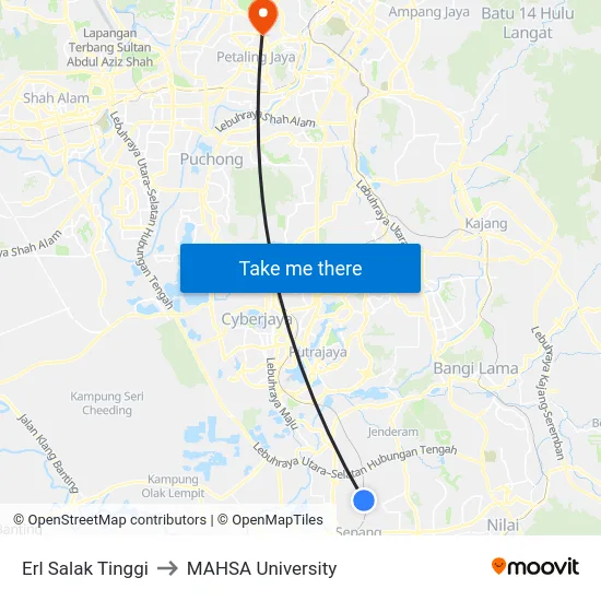 Erl Salak Tinggi to MAHSA University map