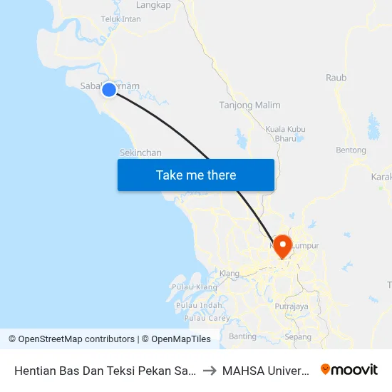 Hentian Bas Dan Teksi Pekan Sabak to MAHSA University map