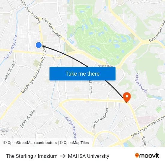The Starling / Imazium to MAHSA University map
