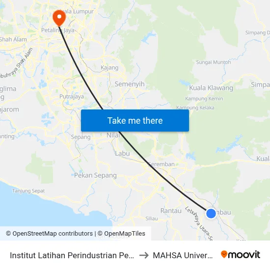 Institut Latihan Perindustrian Pedas to MAHSA University map