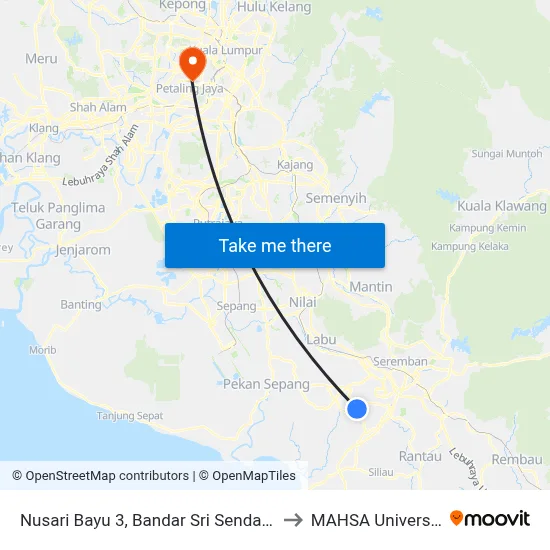 Nusari Bayu 3, Bandar Sri Sendayan to MAHSA University map