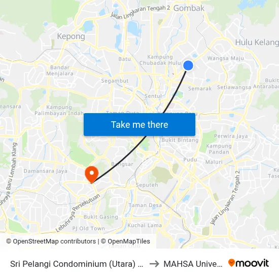 Sri Pelangi Condominium (Utara) (Kl678) to MAHSA University map