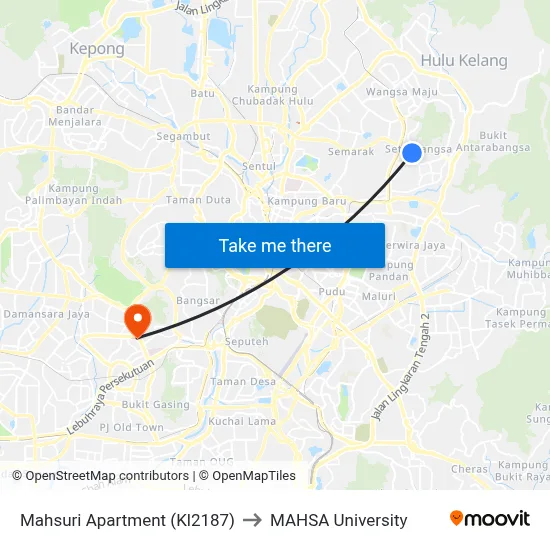 Mahsuri Apartment (Kl2187) to MAHSA University map