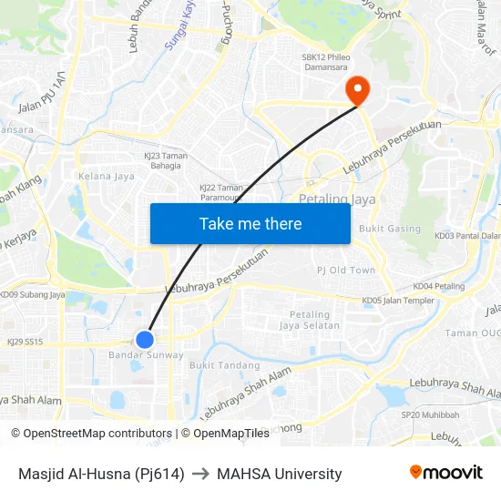 Masjid Al-Husna (Pj614) to MAHSA University map