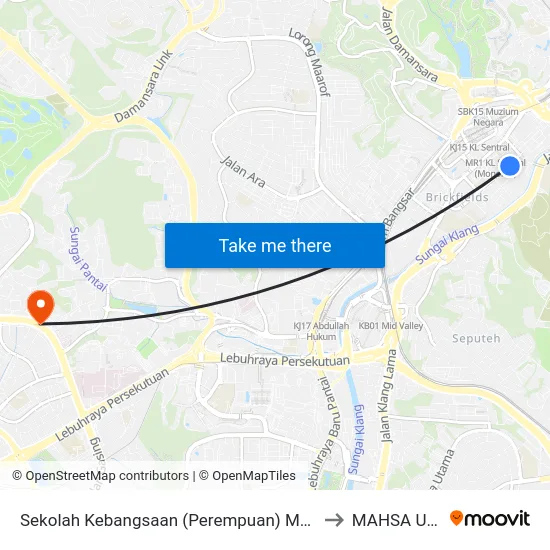 Sekolah Kebangsaan (Perempuan) Methodist 1 & 2 (Kl1082) to MAHSA University map