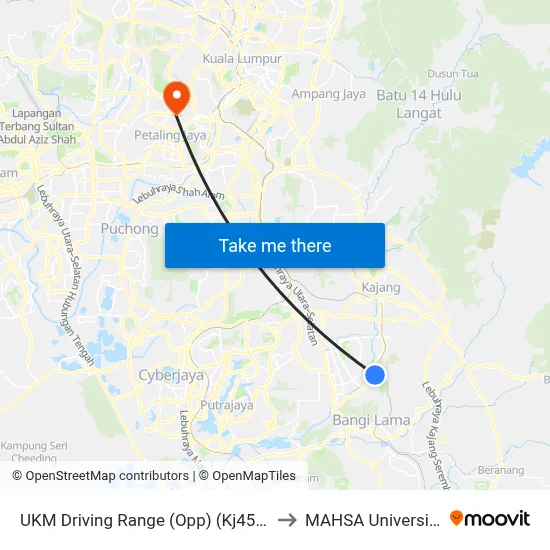 UKM Driving Range (Opp) (Kj458) to MAHSA University map