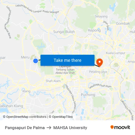 Pangsapuri De Palma to MAHSA University map